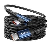 toocki Câble USB-C Charge Rapide 3M 100W, Coudé 90°, Nylon Tressé, Bleu
