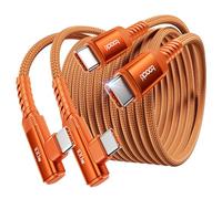 toocki Cable USB C Charge Rapide [3M,Lot de 2] 100W Câble Type C Coudé 90 Degrés, Nylon Tressé Compatible avec iPhone 17 16 15 Pro Plus Max Air, MacBook Air, Galaxy S25 Ultra/S24, Orange