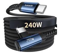toocki Cable USB C to USB C 240W 3M, Charge Rapide PD3.1 & Transfert de Données 480Mbps, Câble de Charge Type-C Anglé Tressé Nylon pour iPhone 16, MacBook Pro, iPad Pro/Air, Galaxy S25, Bleu