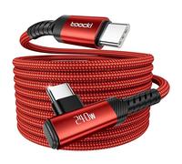 toocki Cable USB C to USB C 240W 3M, Charge Rapide PD3.1 & Transfert de Données 480Mbps, Câble Type-C Anglé Tressé Nylon pour iPhone 17 Pro Max/16/16 Pro Max/15, MacBook, iPad, Galaxy S25, Rouge