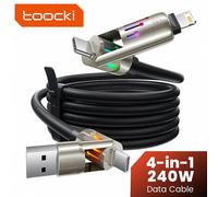 toocki Câble USB-C vers Lightning, Câble de charge 4-en-1 240 W Chubby, 2 m, USB-A/USB-C vers USB-C/Lightning avec voyant lumineux, Idéal comme cadeau de Saint-Valentin, Compatible avec iPhone 17/16/1