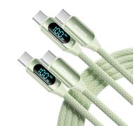 toocki Câble USB C vers USB C 100 W, 1 M [2Pack 1m] 5 A Cable Charge Rapide PD QC5.0 avec Écran LED, Compatible avec iPhone 16/16 Pro/16 Pro Max, MacBook Pro Air, iPad Pro, Galaxy S24, Switch (Vert)