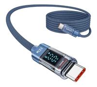 toocki Câble USB C vers USB C, 100 W, 2 m, type C, PD 5 A, charge rapide, avec écran LED, cordon de charge en nylon tressé pour iPhone 15 Pro Max Plus, MacBook, iPad, Galaxy S24, S23, S22, Pixel