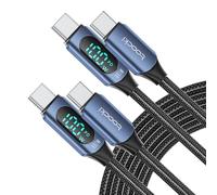 toocki Câble USB C vers USB C 100 W [2M, 2 pièces] 5 A Cable Charge Rapide PD QC5.0 avec Écran LED, Compatible avec iPhone 17/16 Pro/16 Pro Max, MacBook Pro Air, iPad Pro, Galaxy S24, Switch (Bleu)