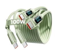 toocki Câble USB C vers USB C 100 W, [2Pack 2m] 5 A Cable Charge Rapide PD QC5.0 avec Écran LED, Compatible avec iPhone 16/16 Pro/16 Pro Max, MacBook Pro Air, iPad Pro, Galaxy S24, Switch (Vert)