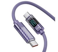 toocki Câble USB C vers USB C, 100 W, type C PD 5 A, charge rapide, avec écran LED, cordon de charge en nylon tressé pour iPhone 15 Pro Max Plus, MacBook, iPad, Galaxy S24, S23, S22, Pixel