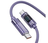 toocki Câble USB-C Vers USB C 100W 1M, Nylon Tressé avec Écran LED, Violet