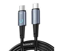 toocki Câble USB C vers USB C, 100W PD, 5A Transfert Données Rapide, Nylon Tressé avec Lumière, Compatible avec iPhone 17 Pro Max/16/16 Pro Max/15 Série/iPad/Galaxy S23 S22 / AirPods/Pixel, 1 m - Gris
