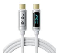 toocki Câble USB C vers USB C 240W, 1M Charge Rapide PD3.1 avec Écran LED Dynamique & E-Marker, Compatible pour MacBook/iPhone 17 Pro Max/16/16 Pro Max/15 Série | Transfert 480Mbps & CarPlay, Blanc