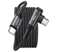 toocki Câble USB C vers USB C Coudé 1M 240W, Rapide Angle Droit, Noir