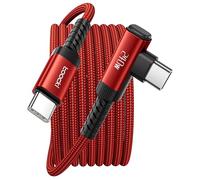 toocki Câble USB C vers USB C Coudé 1M 240W, Rapide Angle Droit, Rouge