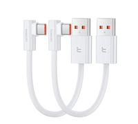 toocki Cable USB vers USB C Coudé [2 Pièces 0.25 M] 6 A Cable Tressé Type C Charge Rapide Compatible pour Samsung Galaxy, Huawei Mate 60 Pro/Mate 50, Honor 70/Pro+/70/60, Xiaomi 14