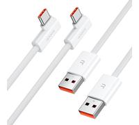 toocki Cable USB vers USB C Coudé [2 Pièces 1.5 M] 6 A Cable Tressé Type C Charge Rapide Compatible pour Samsung Galaxy, Huawei Mate 60 Pro/Pro+ / Mate 50, Honor 70 Pro/Pro+ / 70/60, Xiaomi 14/14 Pro