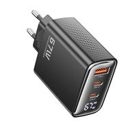 toocki Chargeur GaN+ 67W, 3 Ports USB-C/A, avec Écran Numérique, Noir
