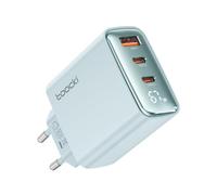 toocki Chargeur USB-C GaN 67W, 3 Ports avec Écran LED Intégré, Bleu