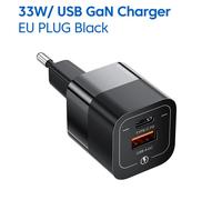 Toocki-Chargeur Usb Type C, Gan, Charge Rapide Pd, 33w, Iphone 14, 13, 12, 11 Pro Max, 8, 7 Plus, Xs, Poly, Ipad, Xiaomi, Huawei-Eu Black
