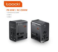 Toocki GaN 65W adaptateur de voyage universel dans le monde entier avec 2 ports USB type-c 1 prise ca adaptateur de prise de charge rapide EU/US/JP/AU 65W Universal