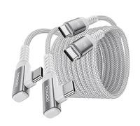toocki Lot 2 Câbles USB C 60W 3M, Charge Rapide, Angle Droit, Blanc