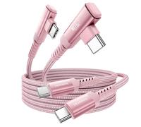toocki Lot de 2 Cable USB C 240W 2M, 90 Degrés Câble Type C Rapide, Rose | PD 3.1 Recharge Rapide, 480Mbps, Angle Droit, Tressé pour iPhone 17/16 Pro Max/MacBook/iPad/Galaxy S25, Idéal Gaming/Bureau