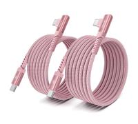 toocki Lot de 2 Câble USB C 60W 2M, Charge Rapide, Angle Droit Type-C, Rose | Cable USB C vers USB C Coudé, Tressé Nylon pour iPhone 17/16/15 Pro Max/MacBook Pro/iPad/Galaxy S25/S24, Idéal Maison/Voyage
