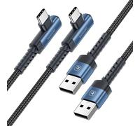 toocki Lot de 2 câbles USB C courts de 5 m, USB A vers USB C à angle droit pour Samsung Galaxy S20 S10 S10+/Note 9 A10e A20 A50 A51 A71, LG V30, Moto G7 G8