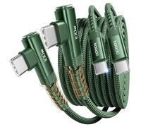 toocki Lot de 2 câbles USB C de 1 m - 100 W - Angle droit - Câble USB 2.0 en nylon tressé pour iPhone 17, 16, 15 Pro Plus Pro Max Air, iPad Pro, Galaxy S24 S23, MacBook Pro, Pixel