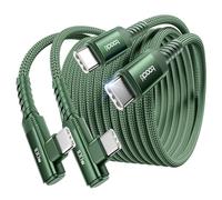 toocki Lot de 2 câbles USB C de 3 m - 100 W - Angle droit - Câble USB 2.0 en nylon tressé pour iPhone 17 16 15 Pro Plus Pro Max Air, iPad Pro, Galaxy S24 S23, MacBook Pro, Pixel