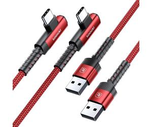 toocki Lot de 2 câbles USB C tressés à angle droit USB A vers type C, charge rapide à 90 degrés