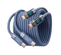 toocki Lot de 2 Câbles USB C vers USB C 100 W, 2 M 5 A Cable Charge Rapide PD QC5.0 avec Écran LED, Compatible avec iPhone 17/16/16 Pro/16 Pro Max, MacBook Galaxy S24/S23 Pixel, Bleu