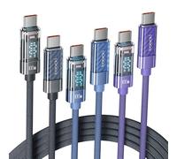 toocki Lot de 3 Câbles USB C vers USB C 100 W, 1 M 5 A Cable Charge Rapide PD QC5.0 avec Écran LED, Compatible avec iPhone 17/16/16 Pro/16 Pro Max, MacBook Galaxy S24/S23 Pixel, Multicolor