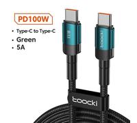 Toocki Usb Type C Câble Charge Rapide Usb C Chargeur Cordon Pour Iphone 15 14 13 12 11 Huawei P40 P30 Realme Oppo Oneplus Batterie Externe.100w C To C Green.0,5 M