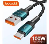 Toocki USB Type C câble charge rapide USB C chargeur cordon pour iPhone 15 14 13 12 11 Huawei P40 P30 Realme Oppo Oneplus batterie externe 100W C to C Blue