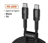 Toocki Usb Type C Câble Charge Rapide Usb C Chargeur Cordon Pour Iphone 15 14 13 12 11 Huawei P40 P30 Realme Oppo Oneplus Batterie Externe.60w C To C Black.0,5 M