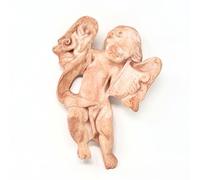 Toocook Ange musicien avec harpe en terre cuite 27 x 20 cm - Sculpture religieuse murale, fabriquée à la main en Italie, Art sacré pour l'intérieur et l'extérieur