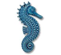 Toocook Animaux marins en céramique naturelle ou émaillée, pour la décoration murale et intérieure, faits main, fabriqués en Italie - Idée cadeau (hippocampe marine bleu)
