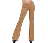 Toocool - AS-2462 - Pantalon à pattes d’éléphant, cloche, coupe ajustée, élastique pour femme, Camel, Taille unique