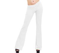 Toocool - AS-2462 - Pantalon à pattes d'éléphant, cloche, coupe ajustée, élastique pour femme, Blanc, Taille unique
