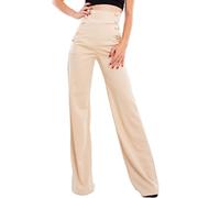Toocool AS-531 Pantalon taille haute, patte d’éléphant et extensible, pour femmes, beige, XXL