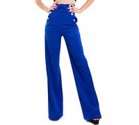 Toocool AS-531 Pantalon taille haute, patte d’éléphant et extensible, pour femmes, bleu électrique, S