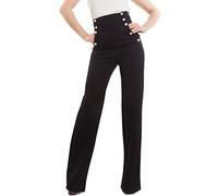 Toocool AS-531 Pantalon taille haute, patte d’éléphant et extensible, pour femmes, Noir , M