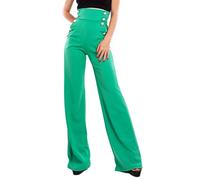 Toocool AS-531 Pantalon taille haute, patte d’éléphant et extensible, pour femmes, vert, XXL