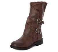 Toocool - Bottes Femme Biker Boots avec Boucles, Bottes Militaires, Chaussures de Motocycliste Décontractées G620, marron, 38 EU