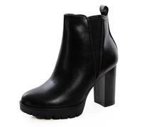 Toocool Bottines femme à la cheville avec talon large et plateau tronquettes bandeau élastique Chelsea AX18686-11, Noir , 38 EU