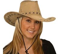Toocool HUT5 - Chapeau de cowboy / cowgirl en daim pour fête carnaval - Beige - Marron -
