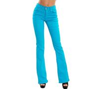 Toocool Jeans Femme Taille Haute Push Up - Pantalon Patte d'Éléphant Évasé F36-M6129 [XL, Turquoise]