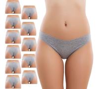 Toocool - Lot de 12 Slips pour Femme, Basic, en Coton Élastique, Nouveau 170-12, gris, L/XL