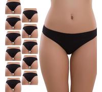 Toocool - Lot de 12 Slips pour Femme, Basic, en Coton Élastique, Nouveau 170-12, Noir , L/XL