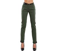Toocool Pantalon Classique pour Femme, Pantalon Elégant Taille Basse avec Poches et Ceinture, Pantalons d'Eté pour Femme AS-28251 [S, Vert Militaire]