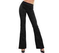Toocool Pantalon Femme Patte d'Éléphant Évasé Velours Côtelé Taille Haute Extensible Élégant Hiver VI-82148 [M, Noir]