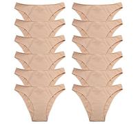 Toocool - Paquet de 12 Culottes pour Femmes, Culottes Extensibles pour Femmes, Culottes en Coton pour Femmes, Ensemble de Coulottes et Slips Femme Coton 170-12 [S-M, Beige]